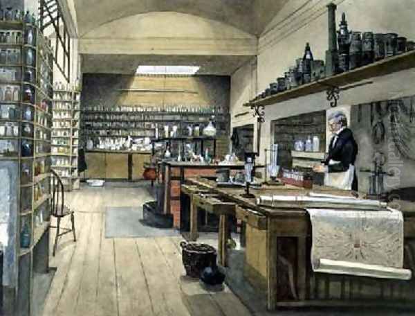 Sergeant Anderson in the Basement Laboratory 1852 Oil Painting by Harriet Jane Moore