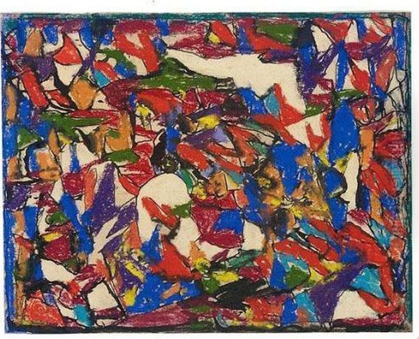 Kleinteilige Stark Bunte 
Komposition Mit Weissen Flecken (colourful Mosaic Composition With White
 Spots) Oil Painting by Adolf Hoelzel