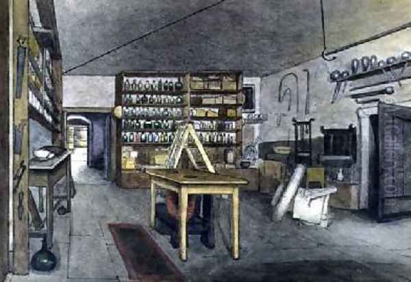 Faradays Magnetic Laboratory 1852 Oil Painting by Harriet Jane Moore