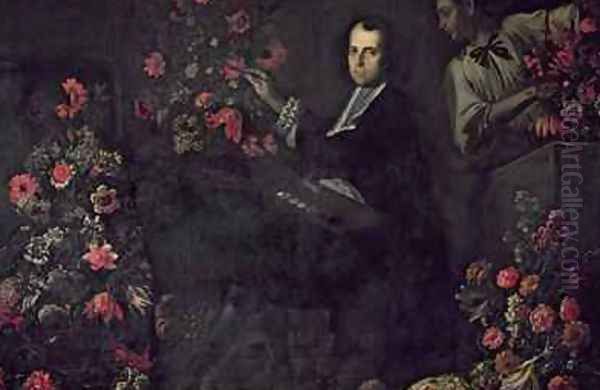 Self Portrait With a Servant Oil Painting by dei Fiori (Nuzzi) Mario