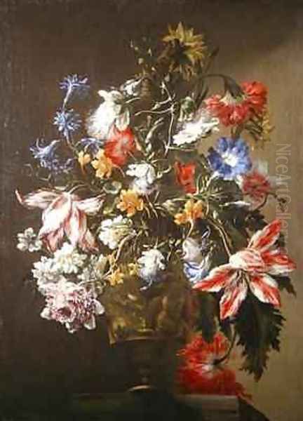 A Still Life of Flowers in a Vase Oil Painting by dei Fiori (Nuzzi) Mario