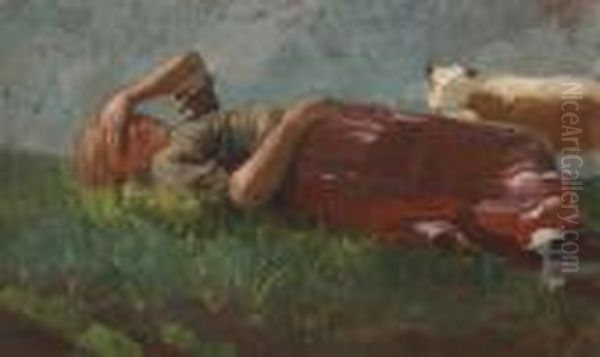 Shepherd Girl Resting Oil Painting by Winslow Homer