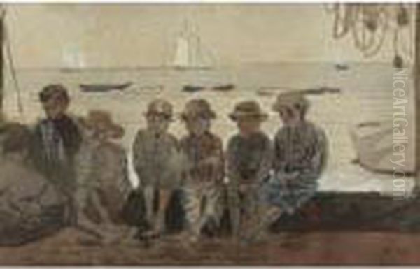 Boys On A Dock (boys Sitting On A Wharf) Oil Painting by Winslow Homer