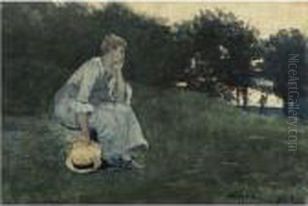 Waiting Oil Painting by Winslow Homer