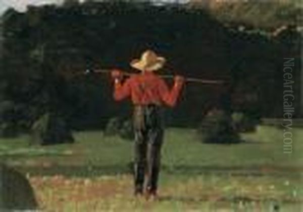 Farmer With A Pitchfork Oil Painting by Winslow Homer