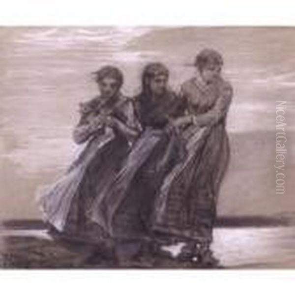 Three Girls Oil Painting by Winslow Homer