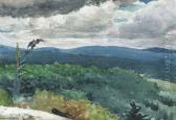 Hilly Landscape Oil Painting by Winslow Homer