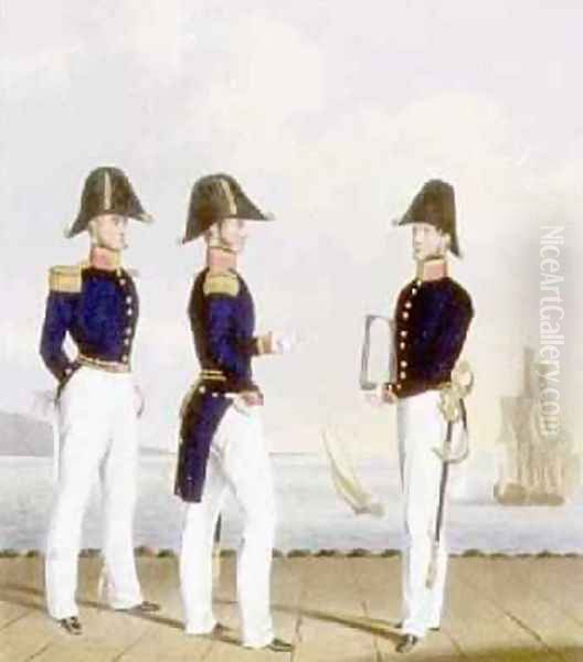 Pursers and Captains Clerk plate 7 from Costume of the Royal Navy and Marines Oil Painting by L. and Eschauzier, St. Mansion