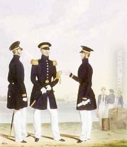 Captain Flag Officer and Commander Undress plate 9 from Costume of the Royal Navy and Marines Oil Painting by L. and Eschauzier, St. Mansion