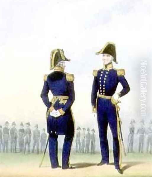 Flag Officers plate 4 from Costume of the Royal Navy and Marines Oil Painting by L. and Eschauzier, St. Mansion