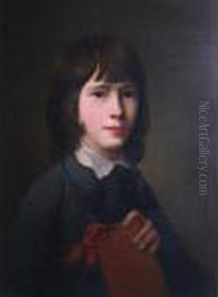 Portrait Of A Boy With A Red Book Oil Painting by Nathaniel Hone