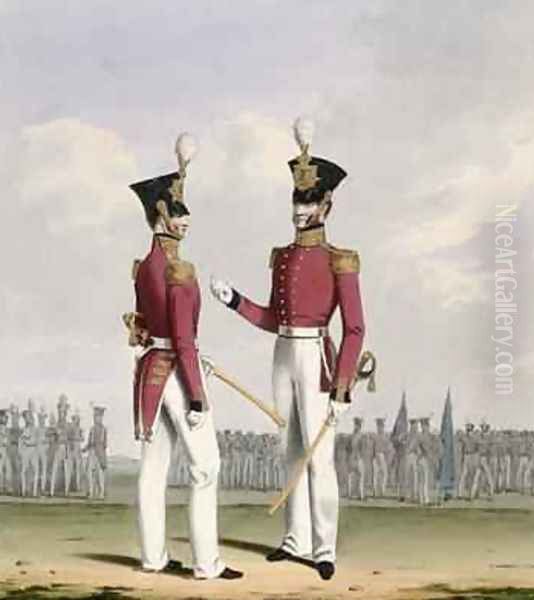 Field Officers of the Royal Marines plate 2 from Costume of the Royal Navy and Marines Oil Painting by L. and Eschauzier, St. Mansion