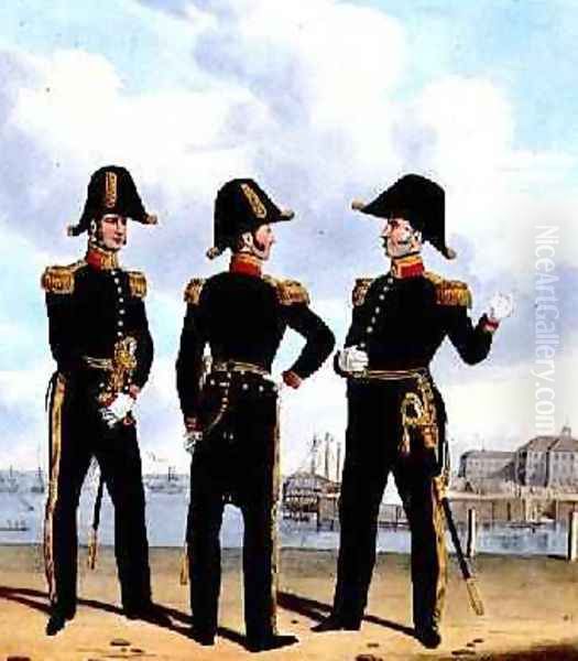 Master of the Fleet and Physicians plate 13 from Costume of the Royal Navy and Marines Oil Painting by L. and Eschauzier, St. Mansion