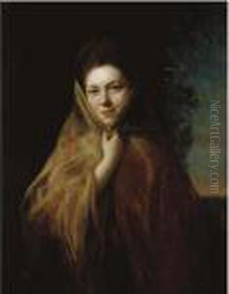 Portrait Of A Woman Wearing A Shawl Oil Painting by Nathaniel Hone