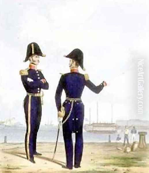 Masters plate 10 from Costume of the Royal Navy and Marines Oil Painting by L. and Eschauzier, St. Mansion