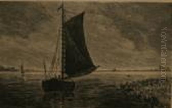 Sailing - Estuary Scene Oil Painting by Nathaniel Hone