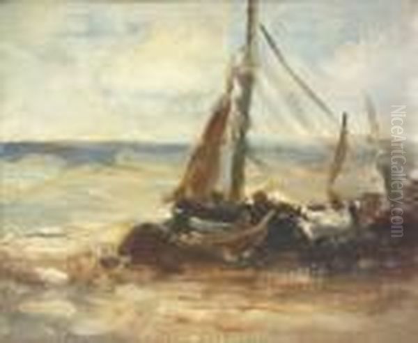 Beached Sailing Boat, Malahide Oil Painting by Nathaniel Hone