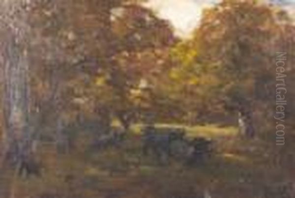 Cattle Grazing Under Trees Oil Painting by Nathaniel Hone