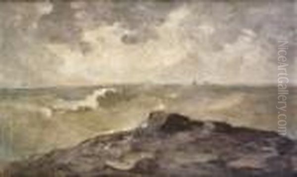 Stormy Seas With Distant Ships Oil Painting by Nathaniel Hone