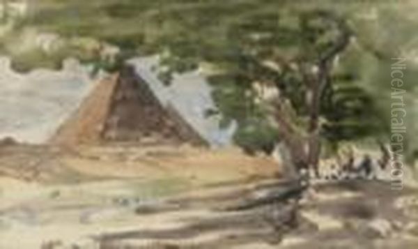 Egypt, Pyramids Seen From Free Shrouded Road Oil Painting by Nathaniel Hone