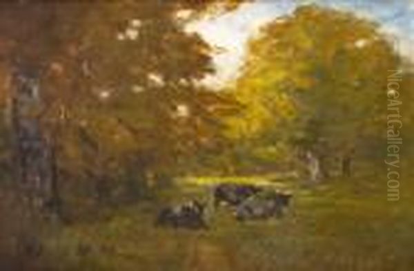 Cows In Landscape Oil Painting by Nathaniel Hone