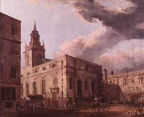 St Lawrence Jewry and the Guildhall Oil Painting by Malton, Thomas