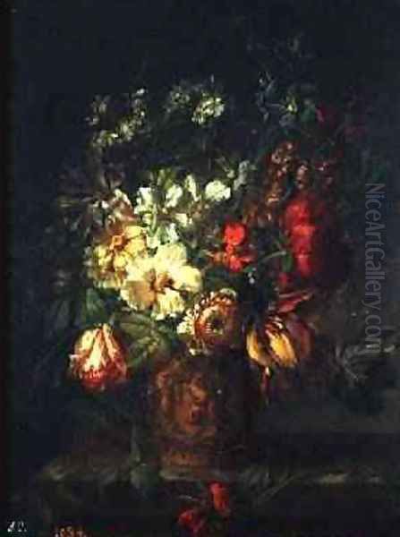 Flowers Oil Painting by Joseph-Laurent Malaine