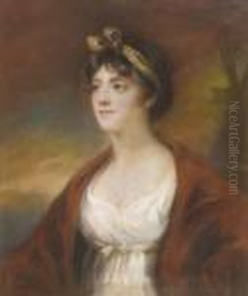 Portrait De Femme A La Cape Rouge Oil Painting by John Hoppner