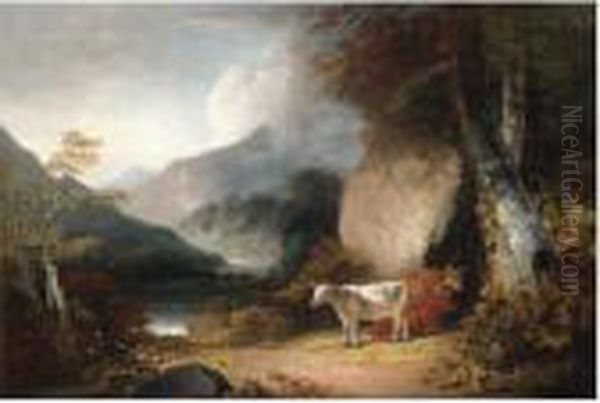 Dolbadarn Castle And Llyn Peris With A View Of Snowdon Oil Painting by John Hoppner