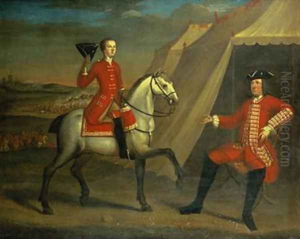 Portrait of an officer said to be General Wolfe on horseback Oil Painting by David Morier