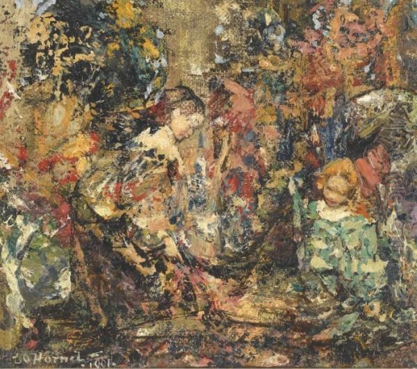 Flower Girls Oil Painting by Edward Atkinson Hornel