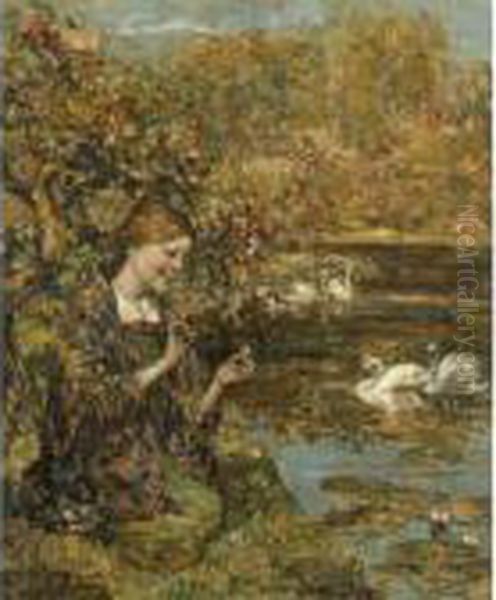 The Swans Oil Painting by Edward Atkinson Hornel