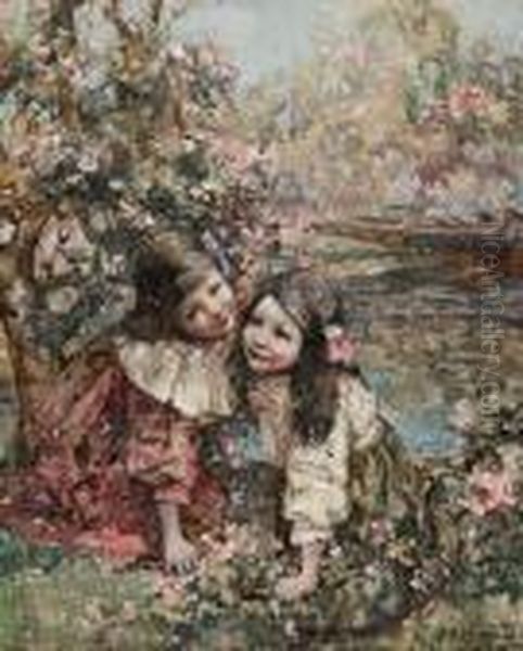 Blossom Time Oil Painting by Edward Atkinson Hornel