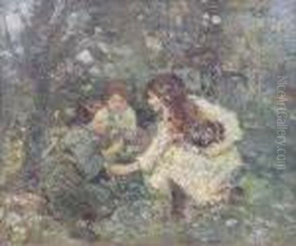 Picking Flowers Oil Painting by Edward Atkinson Hornel