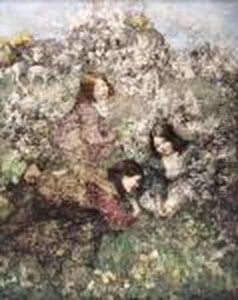 Easter Eggs Oil Painting by Edward Atkinson Hornel