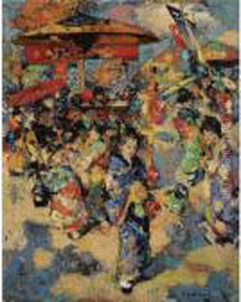 Carnival Day, Japan Oil Painting by Edward Atkinson Hornel