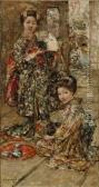 Two Japanese Beauties Oil Painting by Edward Atkinson Hornel