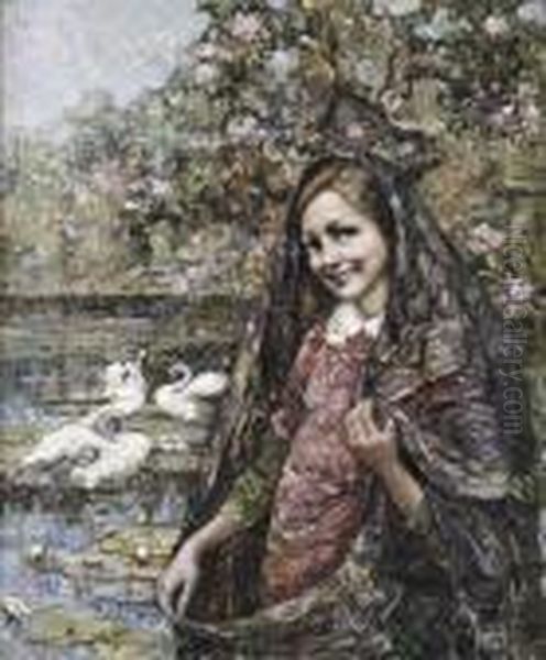 By The Lakeside Oil Painting by Edward Atkinson Hornel