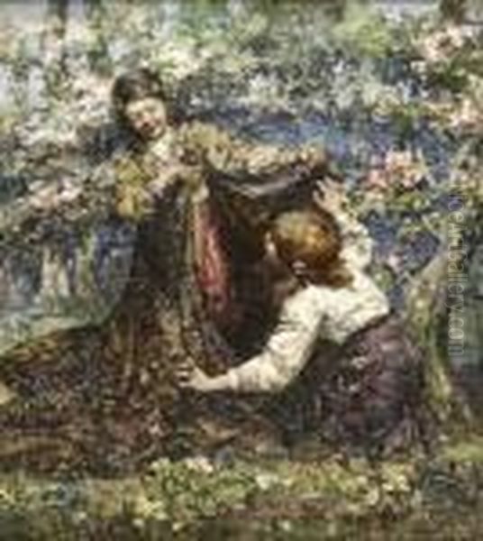 The Butterfly Catchers Oil Painting by Edward Atkinson Hornel