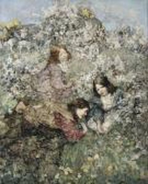 Easter Eggs Oil Painting by Edward Atkinson Hornel