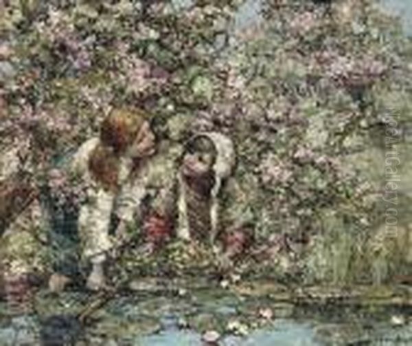 Beside The Lily Pond Oil Painting by Edward Atkinson Hornel