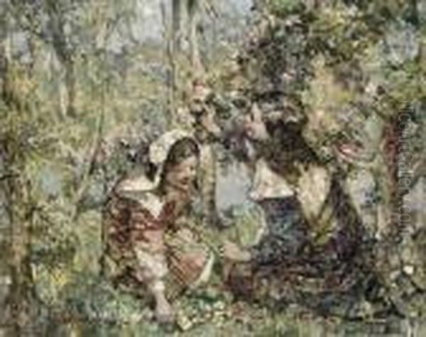 Picking Wildflowers Oil Painting by Edward Atkinson Hornel