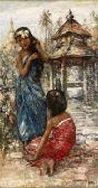 Burmese Girls Oil Painting by Edward Atkinson Hornel