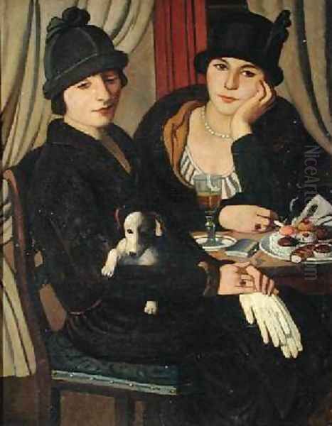 Women in a Cafe 1924 Oil Painting by Pietro Marussig