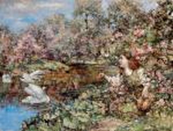 Swan Pond Oil Painting by Edward Atkinson Hornel