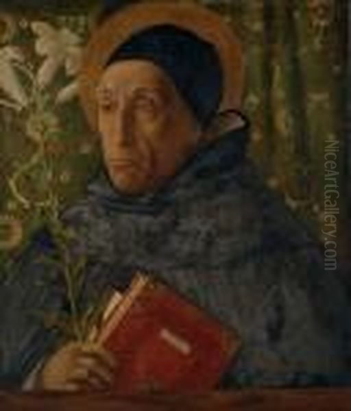 Painting After Bellini, Depicting Fra Teodoro Da Urbino As Saint Dominic Oil Painting by Edward Atkinson Hornel