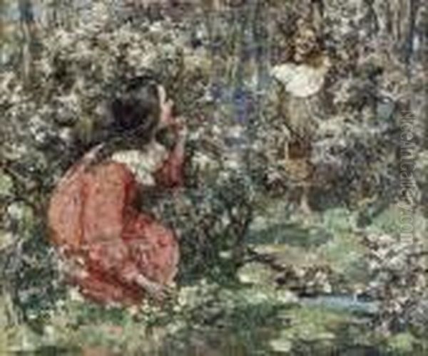 Gathering Wild Flowers Oil Painting by Edward Atkinson Hornel