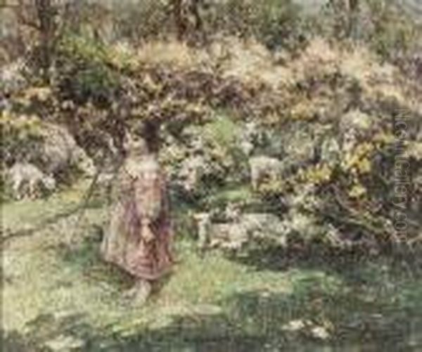 The Young Shepherdess Oil Painting by Edward Atkinson Hornel