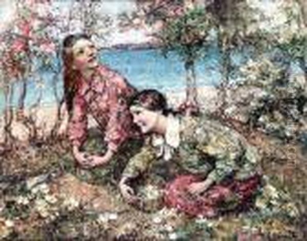 Picking Anemones Brighouse Bay Oil Painting by Edward Atkinson Hornel