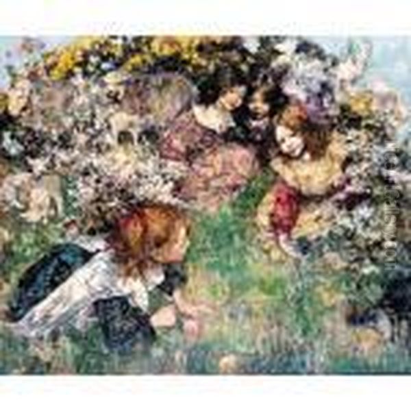 Easter Eggs Oil Painting by Edward Atkinson Hornel